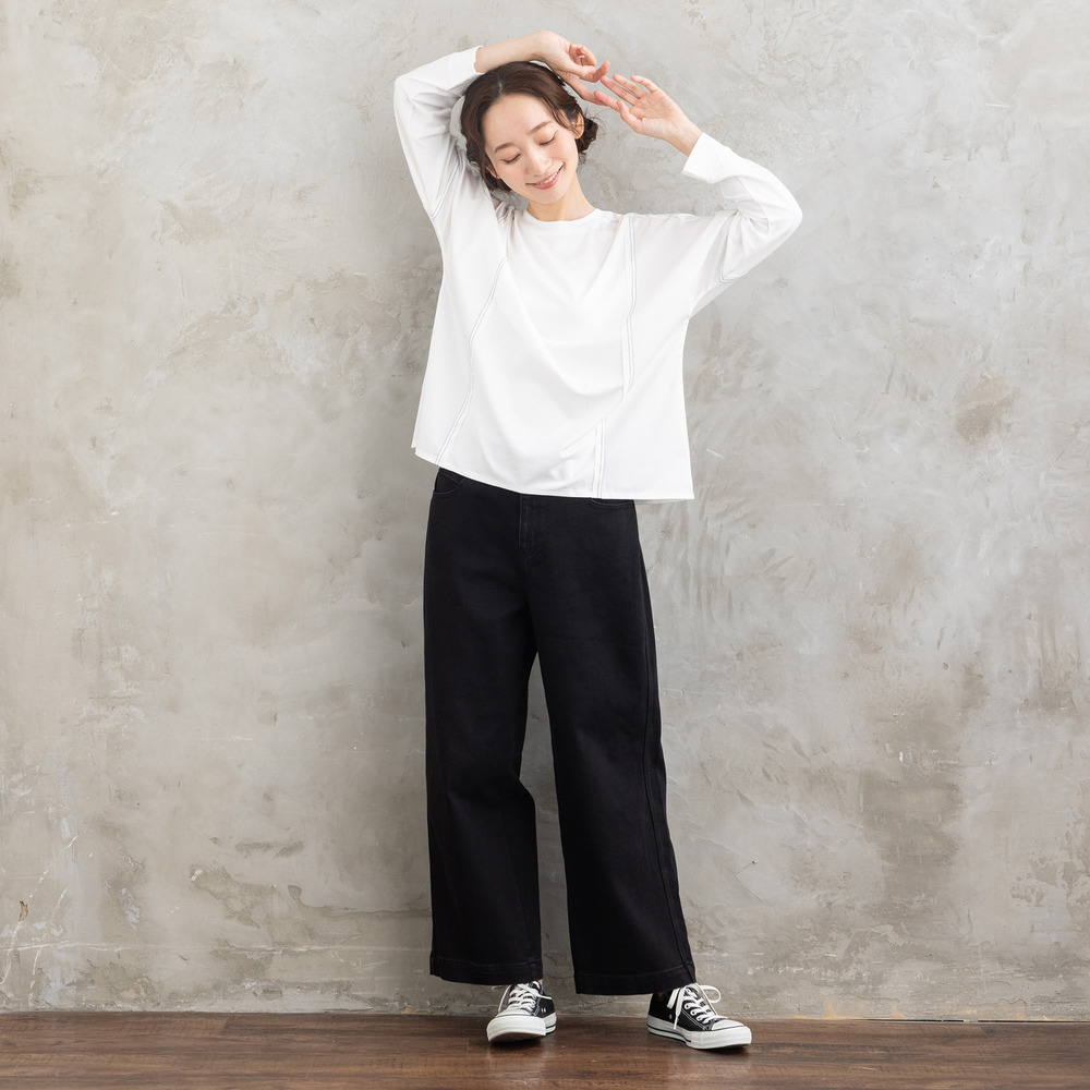 21号(6L~) FONTLAB 布帛コンビ配色ステッチカットソー11