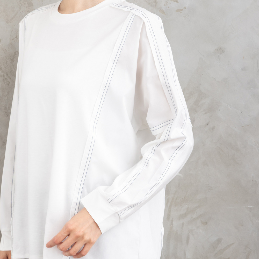 21号(6L~) FONTLAB 布帛コンビ配色ステッチカットソー13