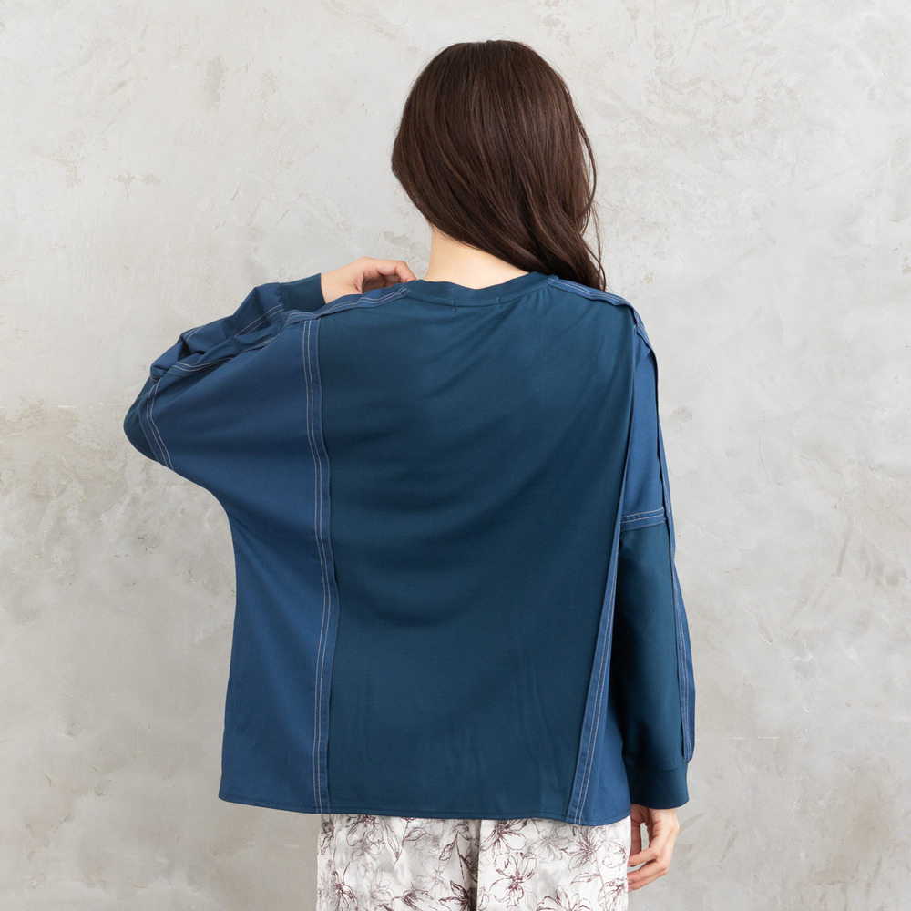 21号(6L~) FONTLAB 布帛コンビ配色ステッチカットソー16