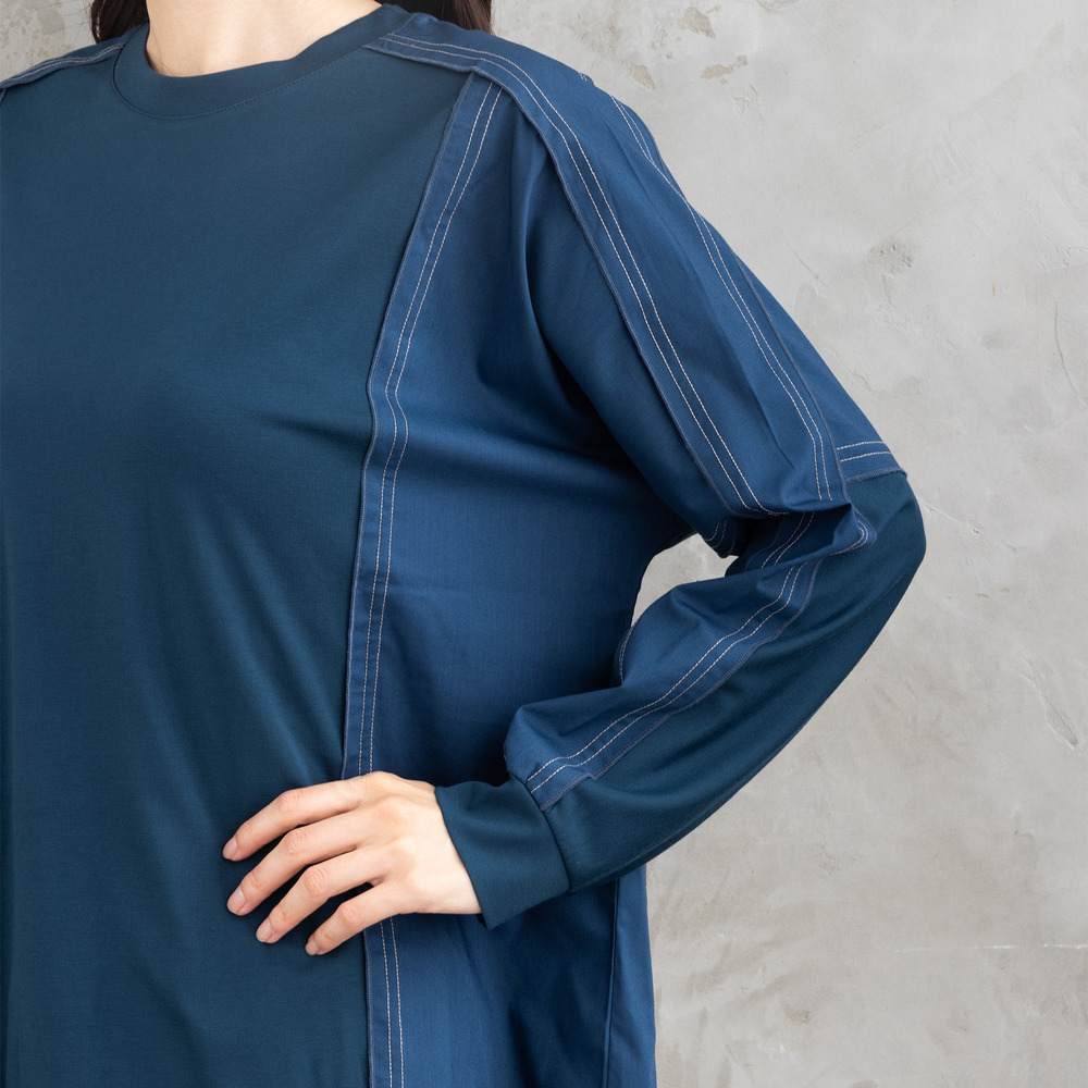 21号(6L~) FONTLAB 布帛コンビ配色ステッチカットソー18