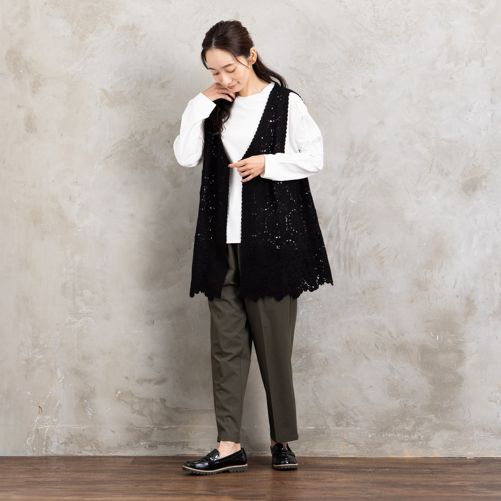 21号(6L~) FONTLAB 布帛コンビ配色ステッチカットソー2