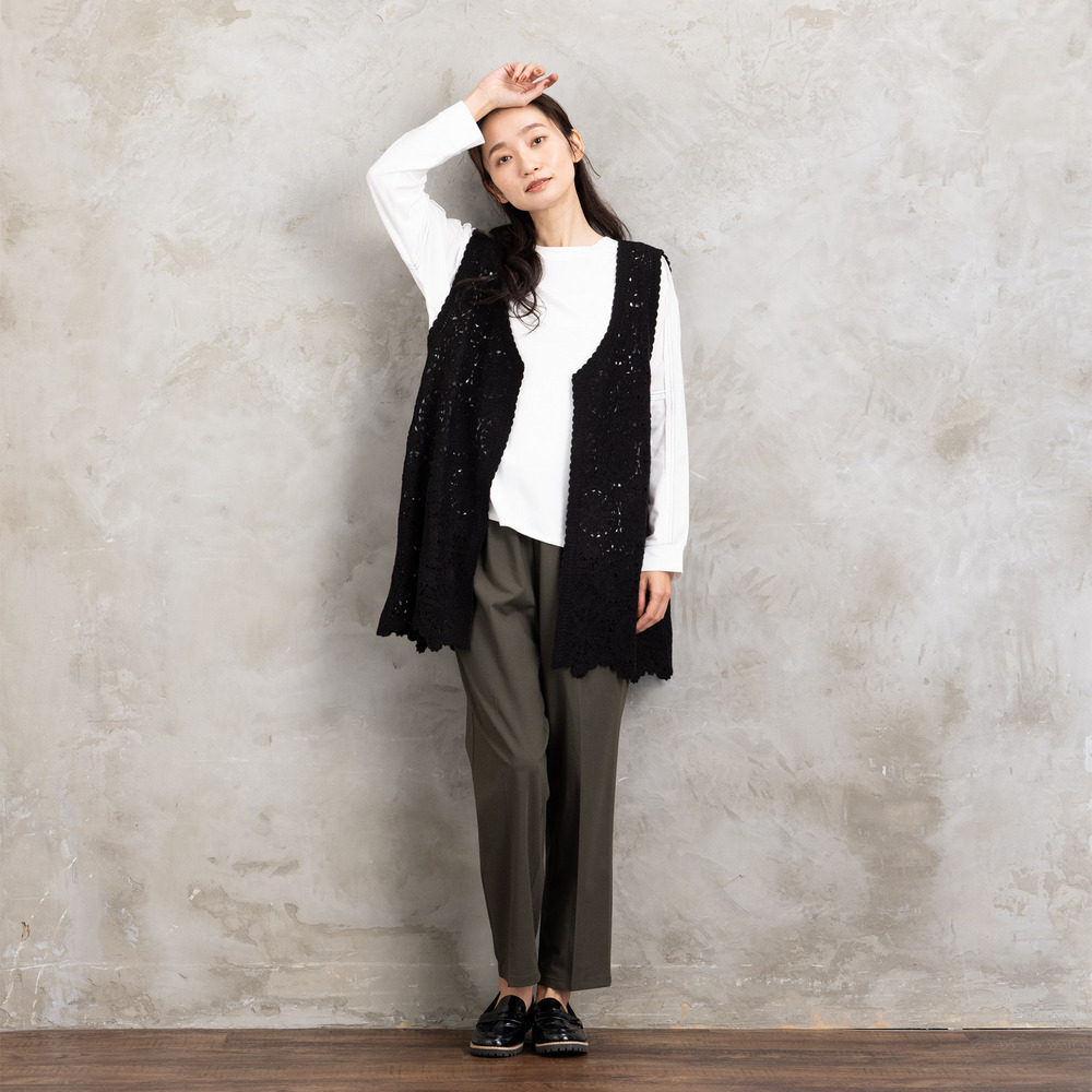 21号(6L~) FONTLAB 布帛コンビ配色ステッチカットソー3