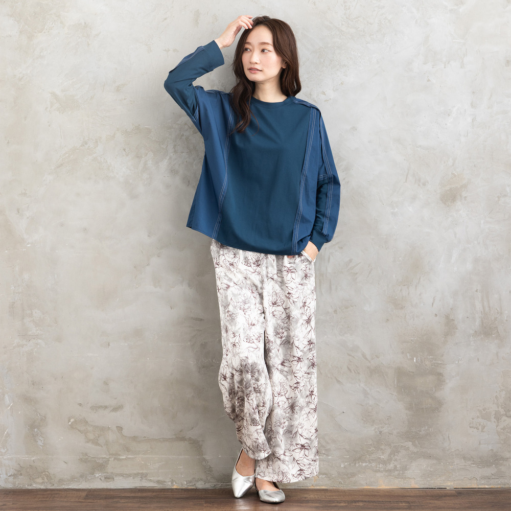 21号(6L~) FONTLAB 布帛コンビ配色ステッチカットソー8