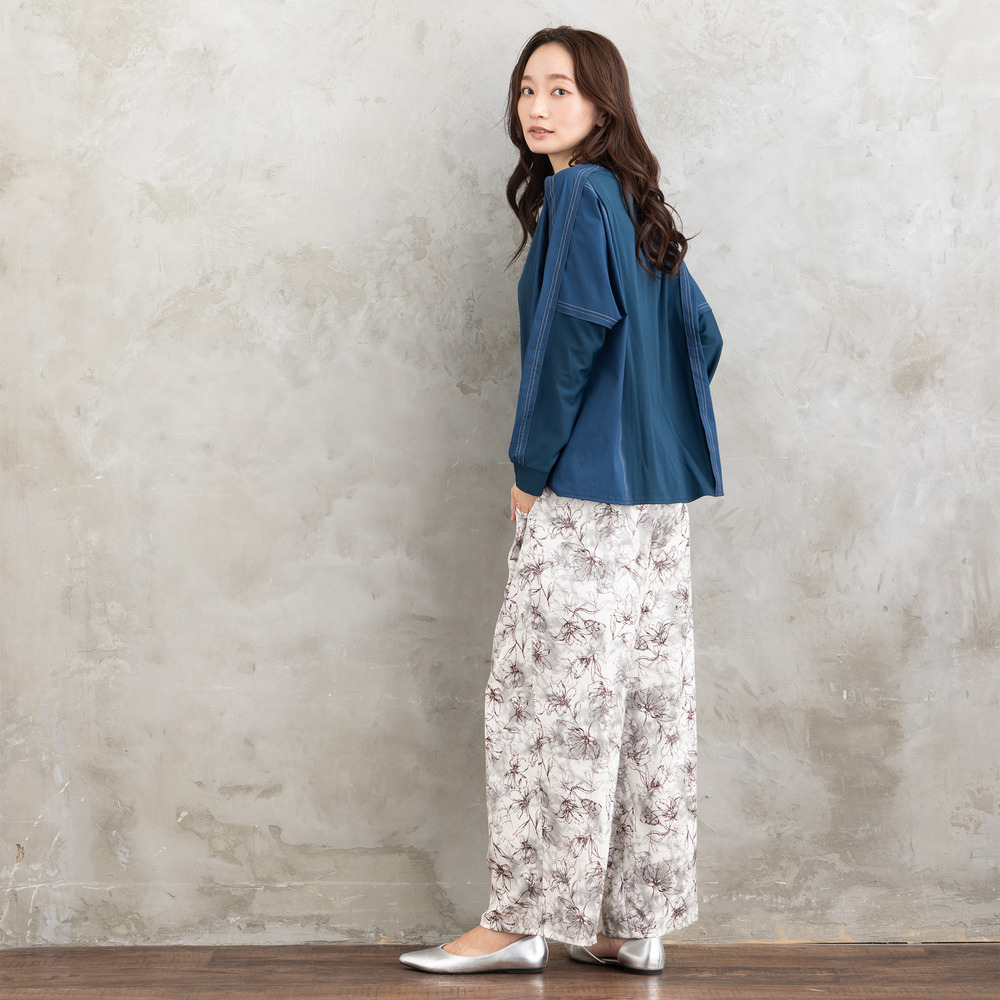 21号(6L~) FONTLAB 布帛コンビ配色ステッチカットソー9