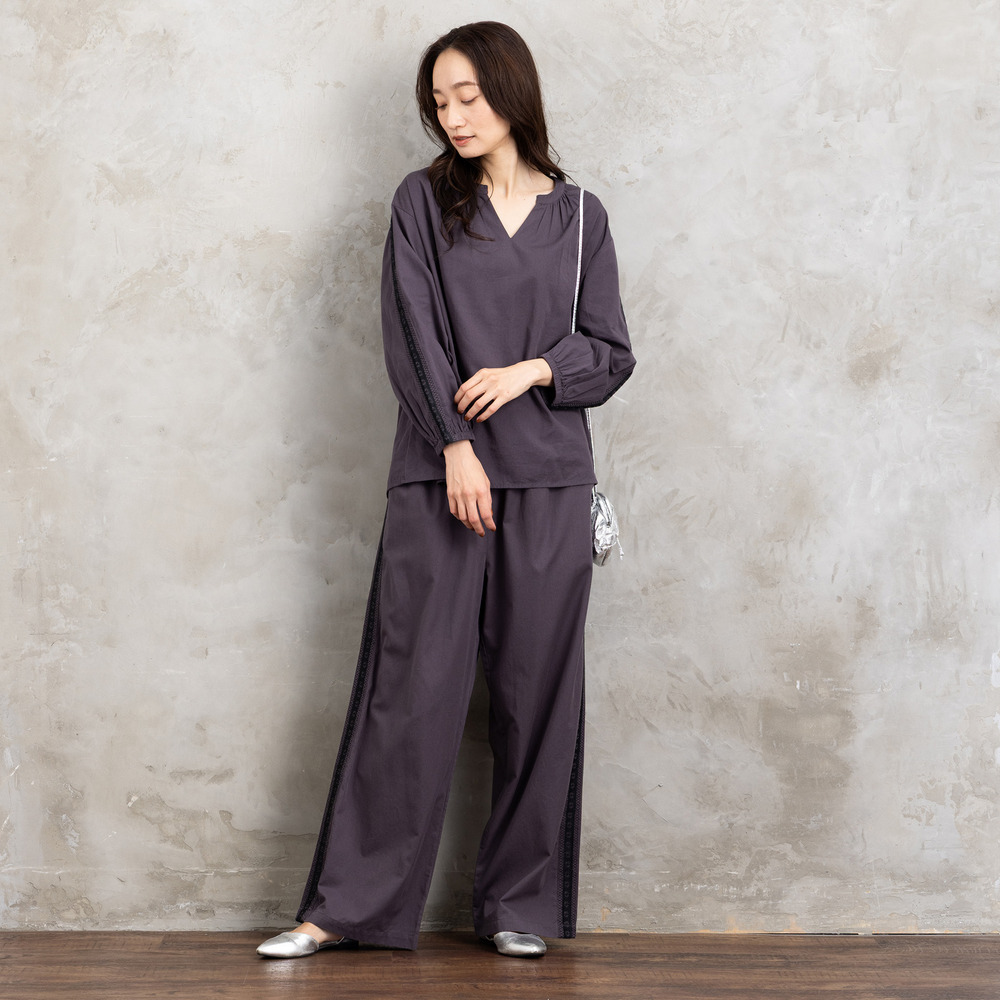 21号(6L~) INDESIGN チロリアンテープエンブロイダリーラインパンツ3