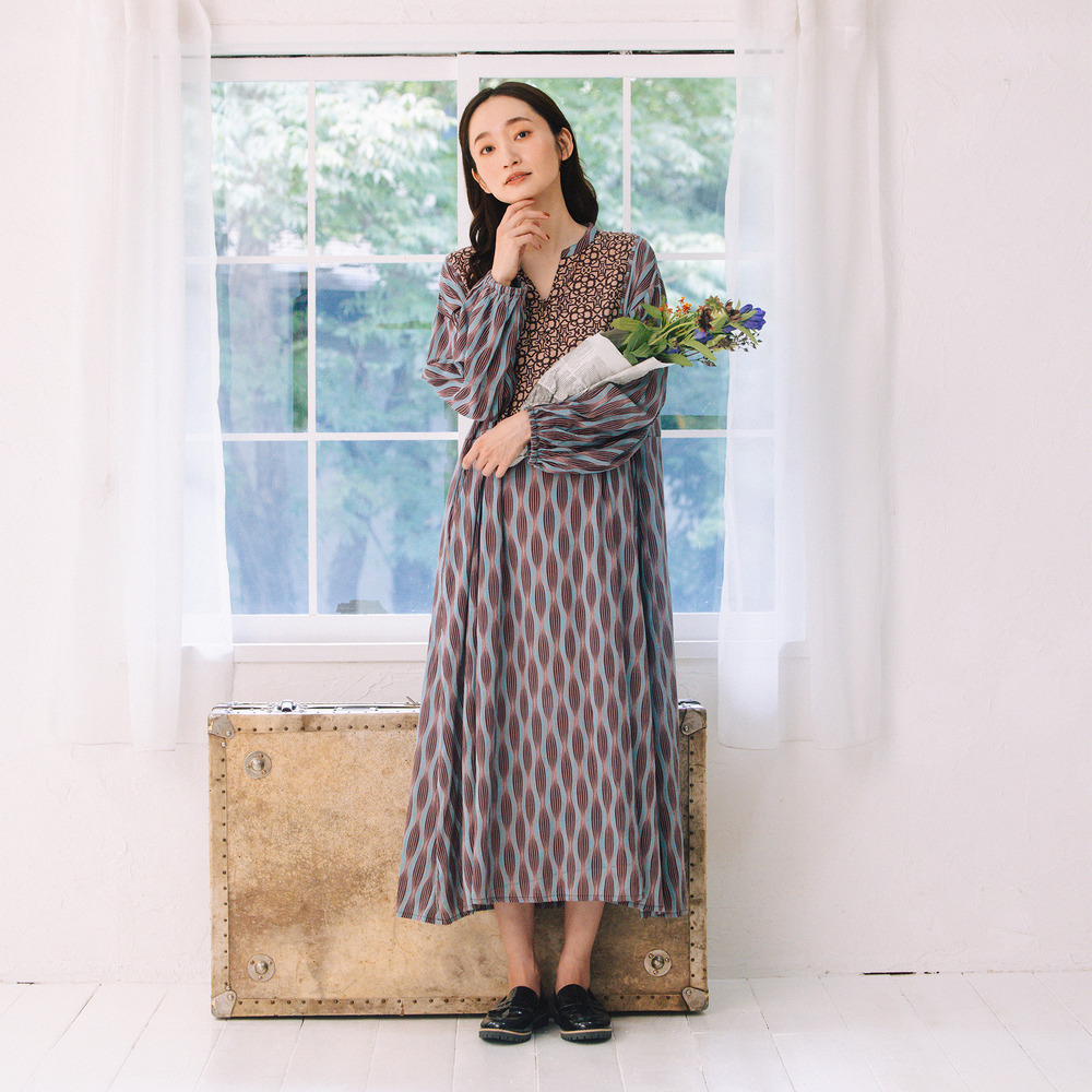 21号(6L~) INDESIGN MIXプリントスキッパーワンピース6