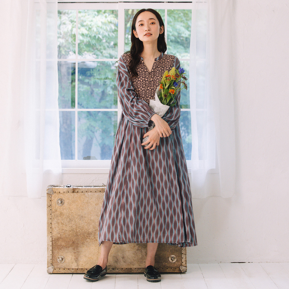 21号(6L~) INDESIGN MIXプリントスキッパーワンピース1