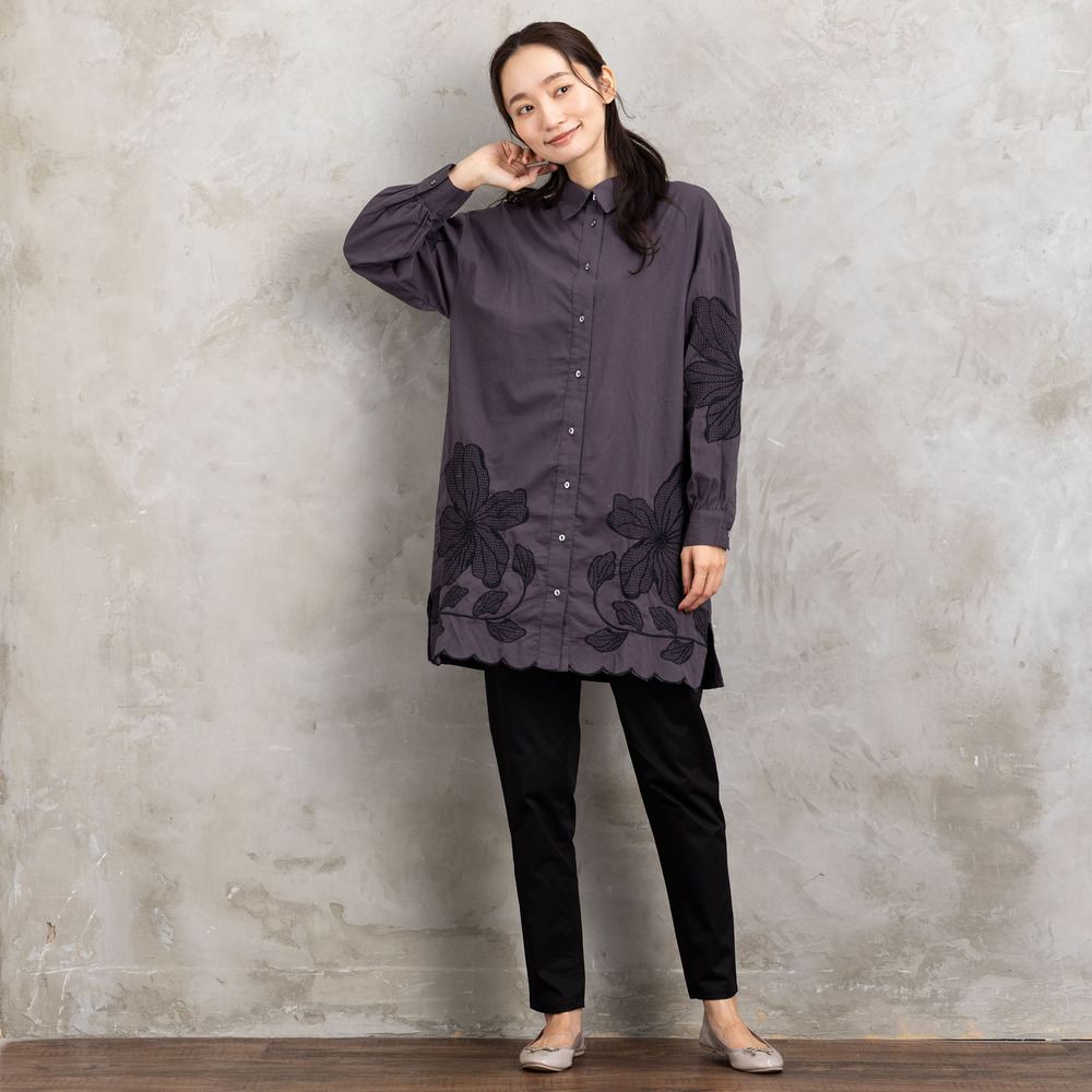 21号(6L~) INDESIGN フラワーエンブロイダリーシャツチュニック10