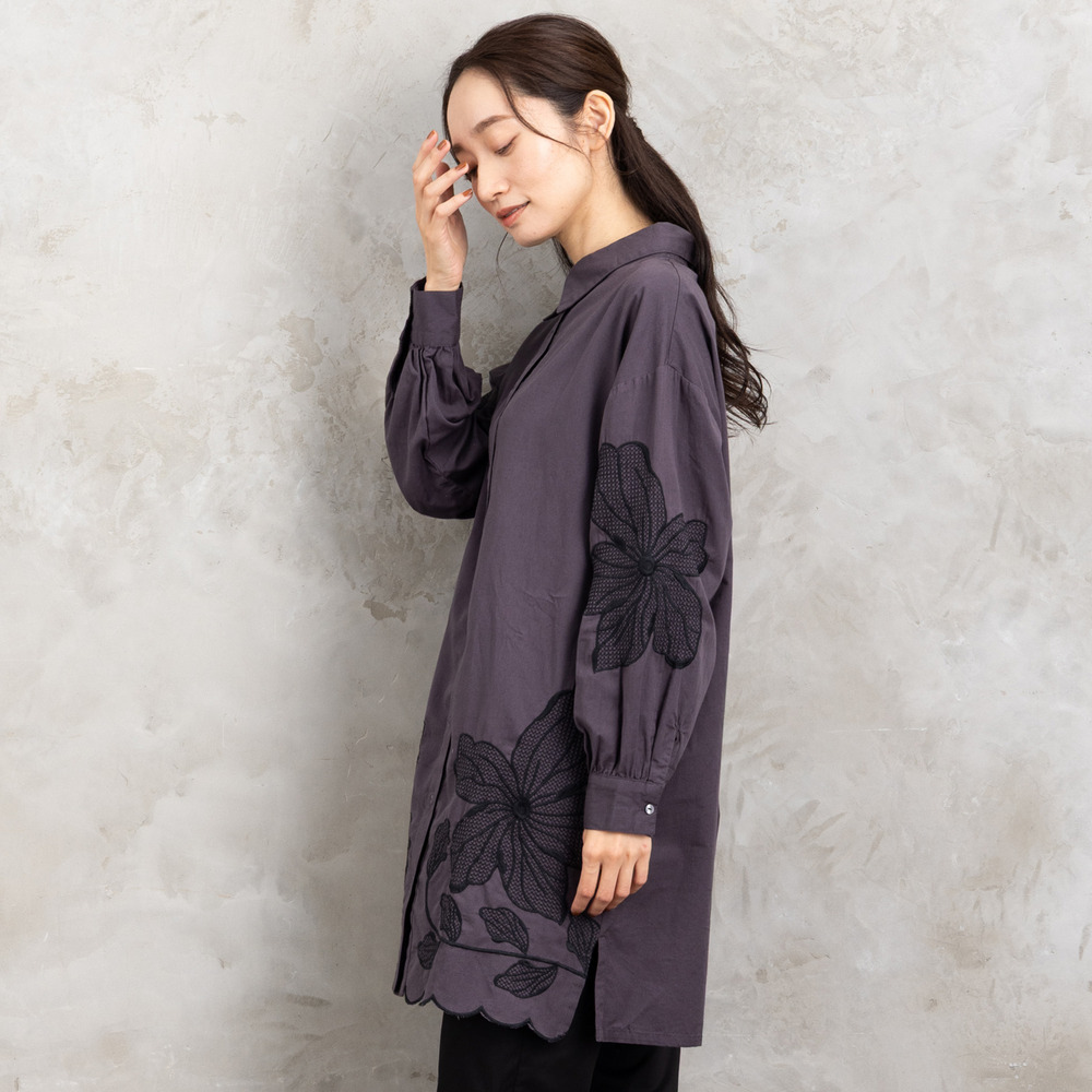 21号(6L~) INDESIGN フラワーエンブロイダリーシャツチュニック11