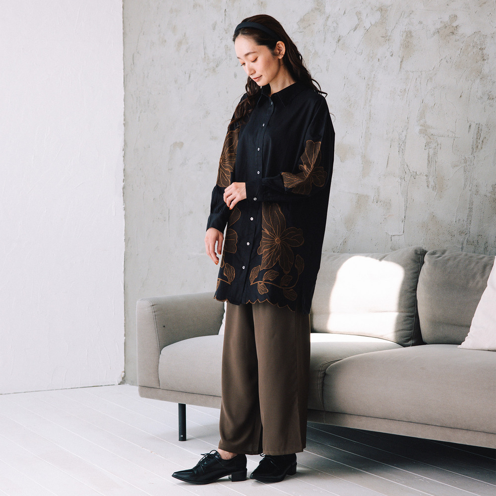 21号(6L~) INDESIGN フラワーエンブロイダリーシャツチュニック2