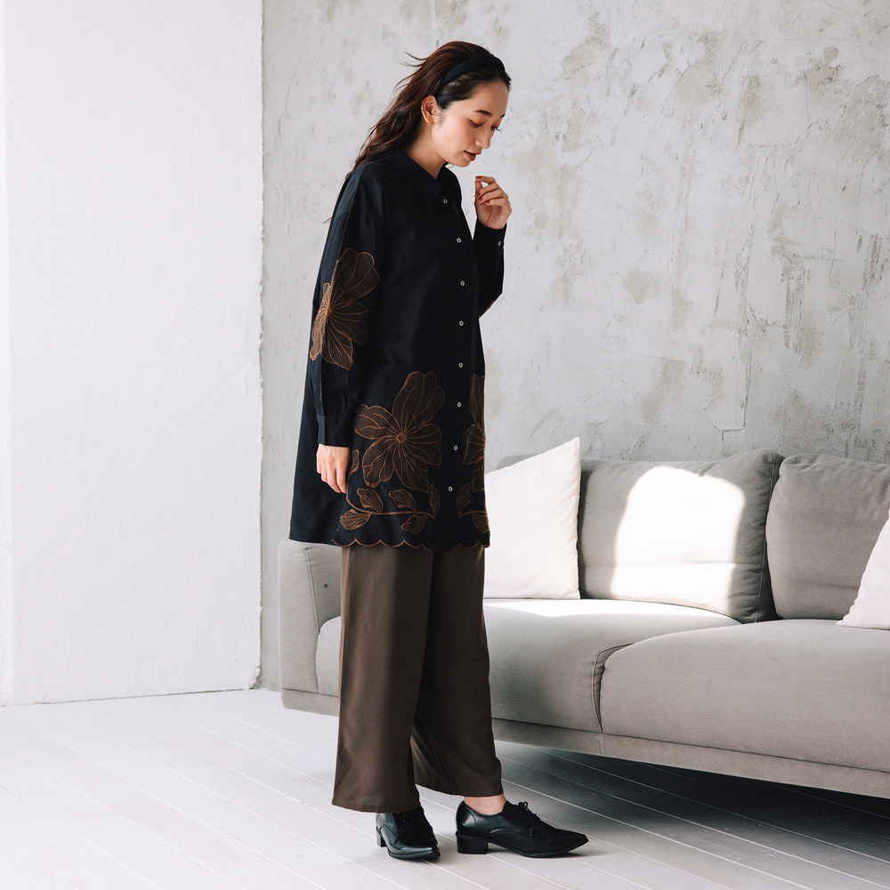 21号(6L~) INDESIGN フラワーエンブロイダリーシャツチュニック3