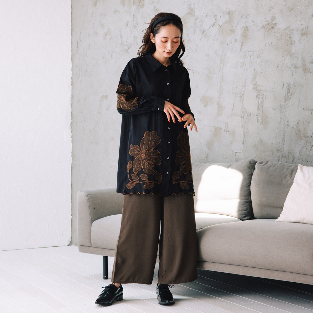 21号(6L~) INDESIGN フラワーエンブロイダリーシャツチュニック4