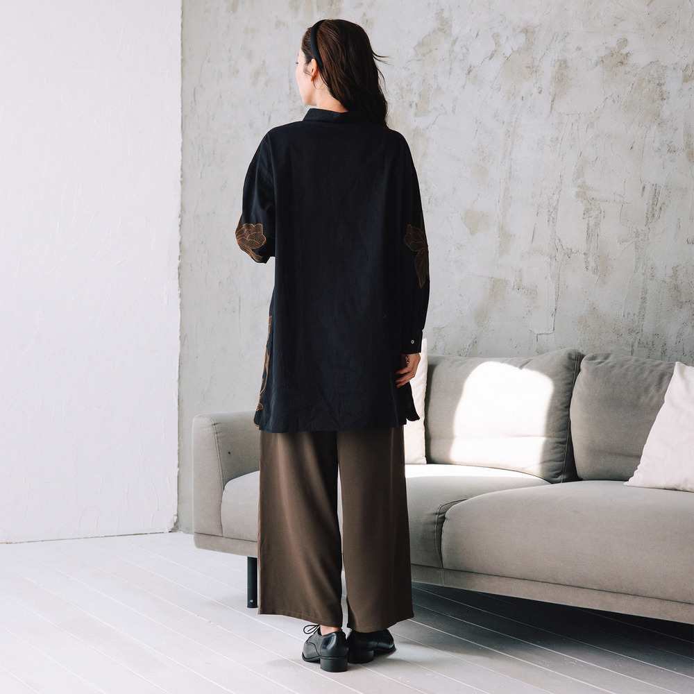 21号(6L~) INDESIGN フラワーエンブロイダリーシャツチュニック6