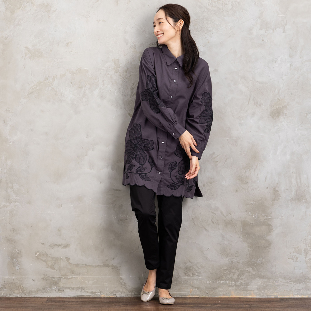 21号(6L~) INDESIGN フラワーエンブロイダリーシャツチュニック9