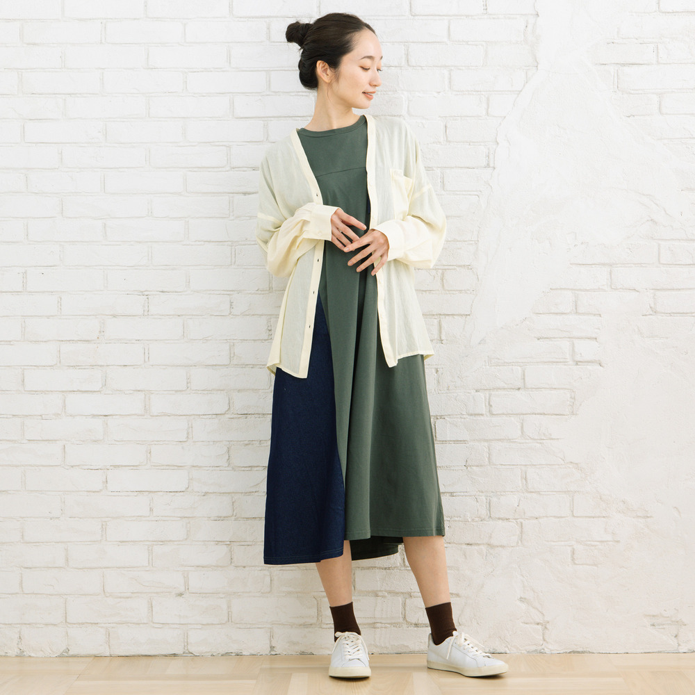 21号(6L~) FONTLAB 気流染めワンポイントロゴゆるシャツ6