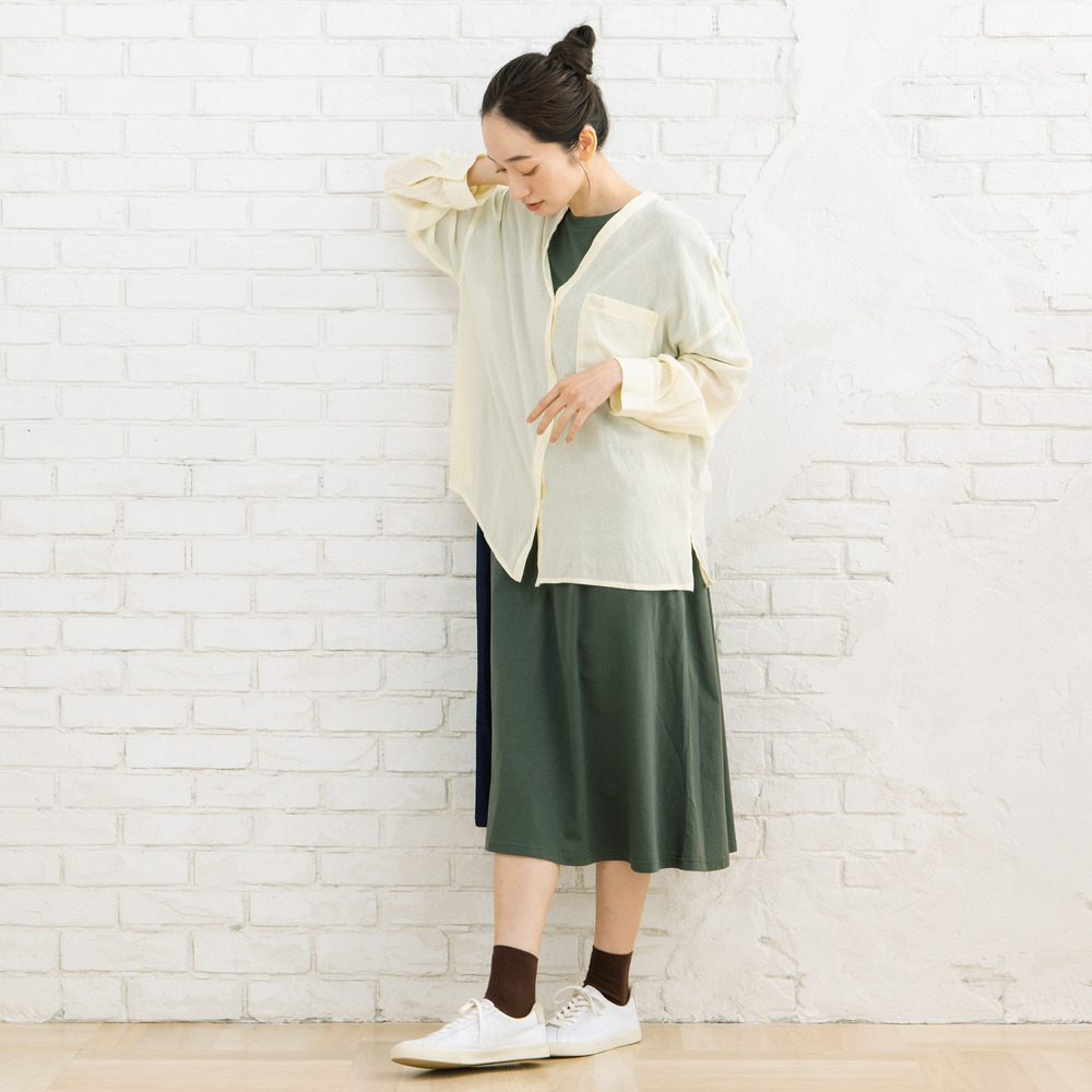 21号(6L~) FONTLAB 気流染めワンポイントロゴゆるシャツ8