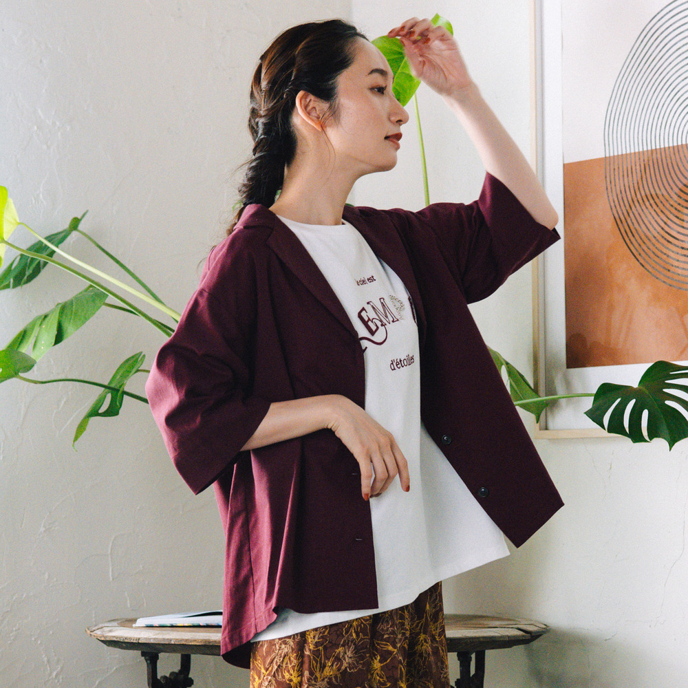 21号(6L～) FONTLAB リネンブレンドハーフスリーブジャケット