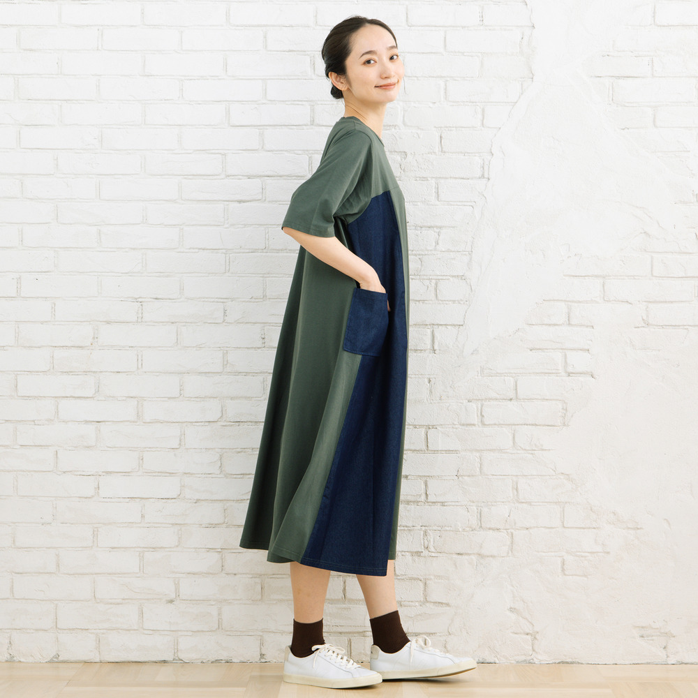 21号(6L~) FONTLAB ライトデニムドッキングワンピース12