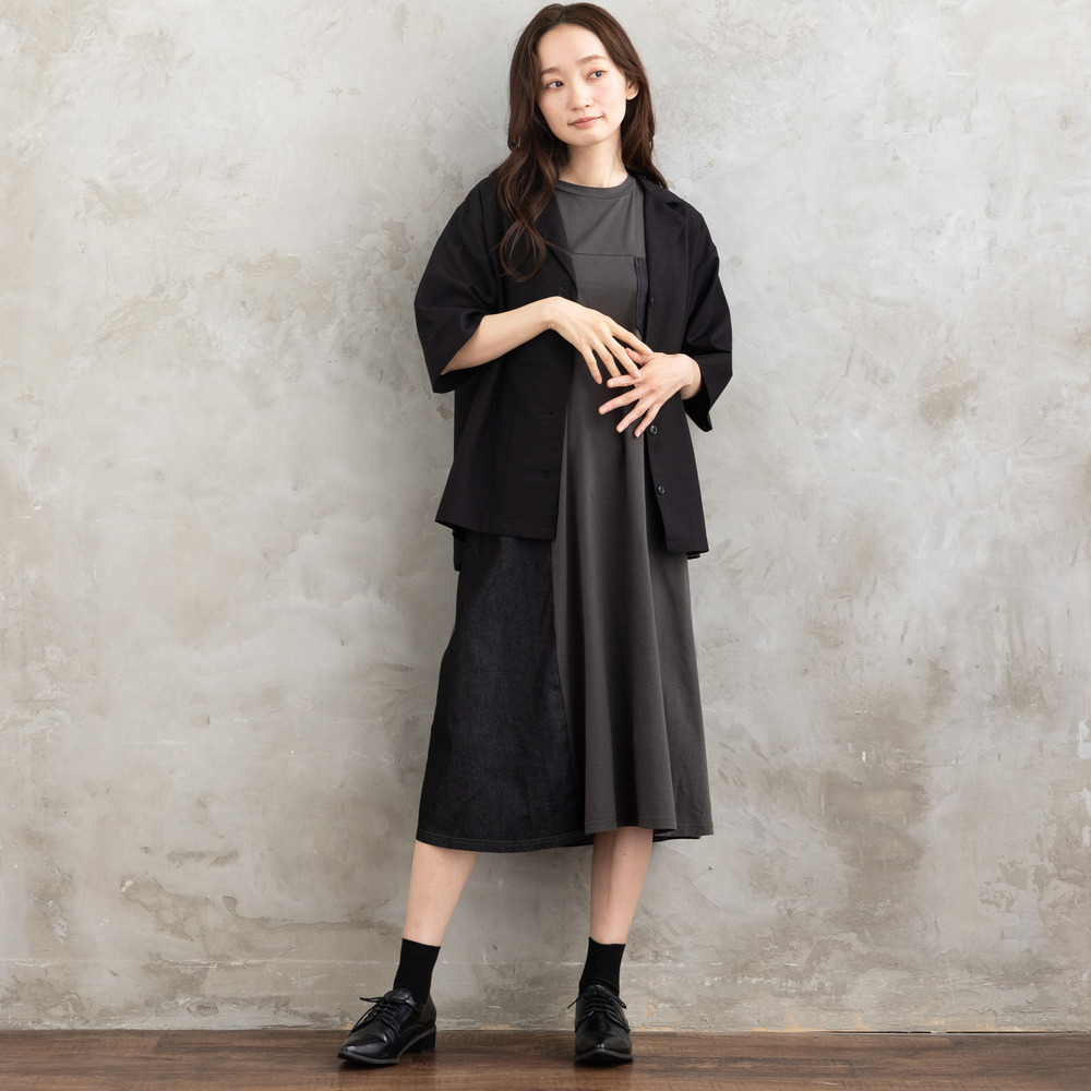 21号(6L~) FONTLAB ライトデニムドッキングワンピース2