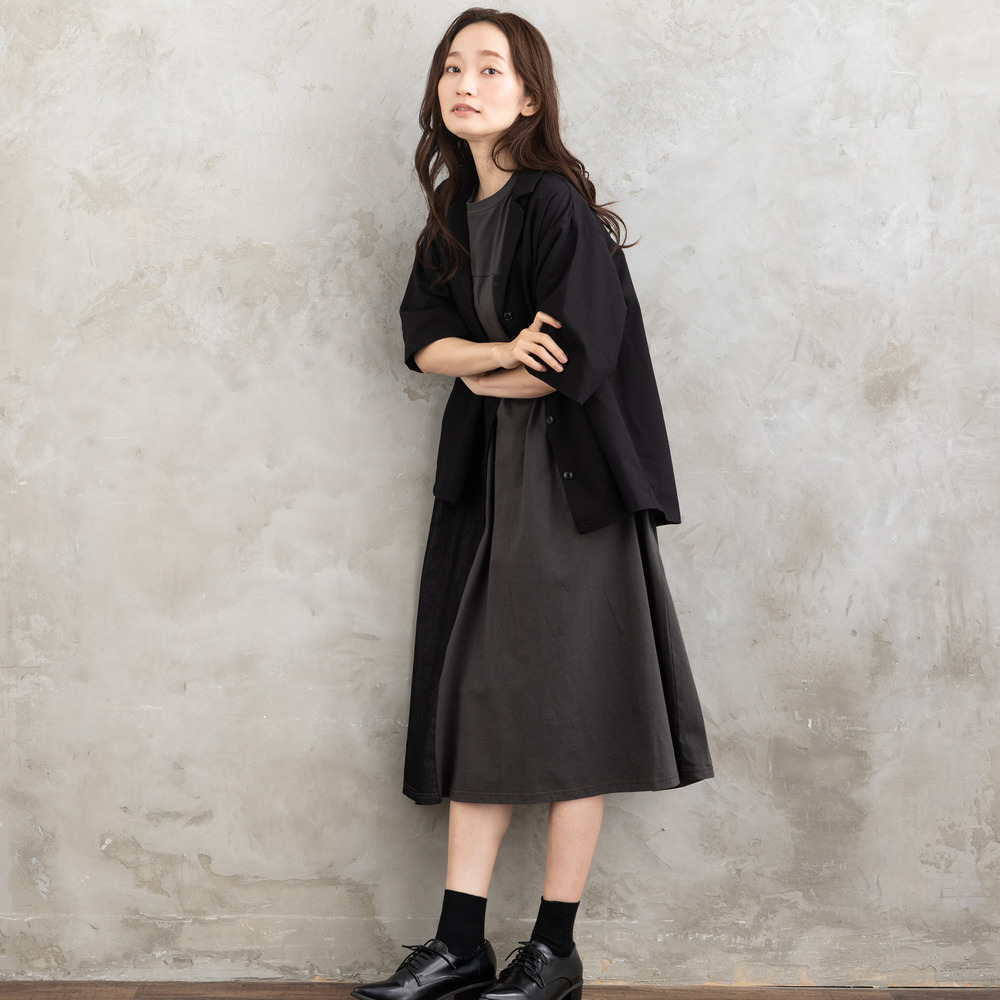 21号(6L~) FONTLAB ライトデニムドッキングワンピース3