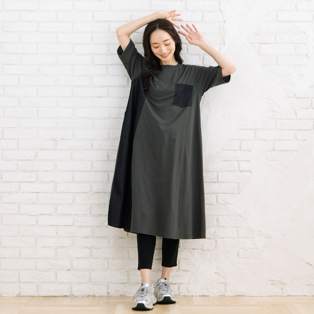 21号(6L~) FONTLAB ライトデニムドッキングワンピース6