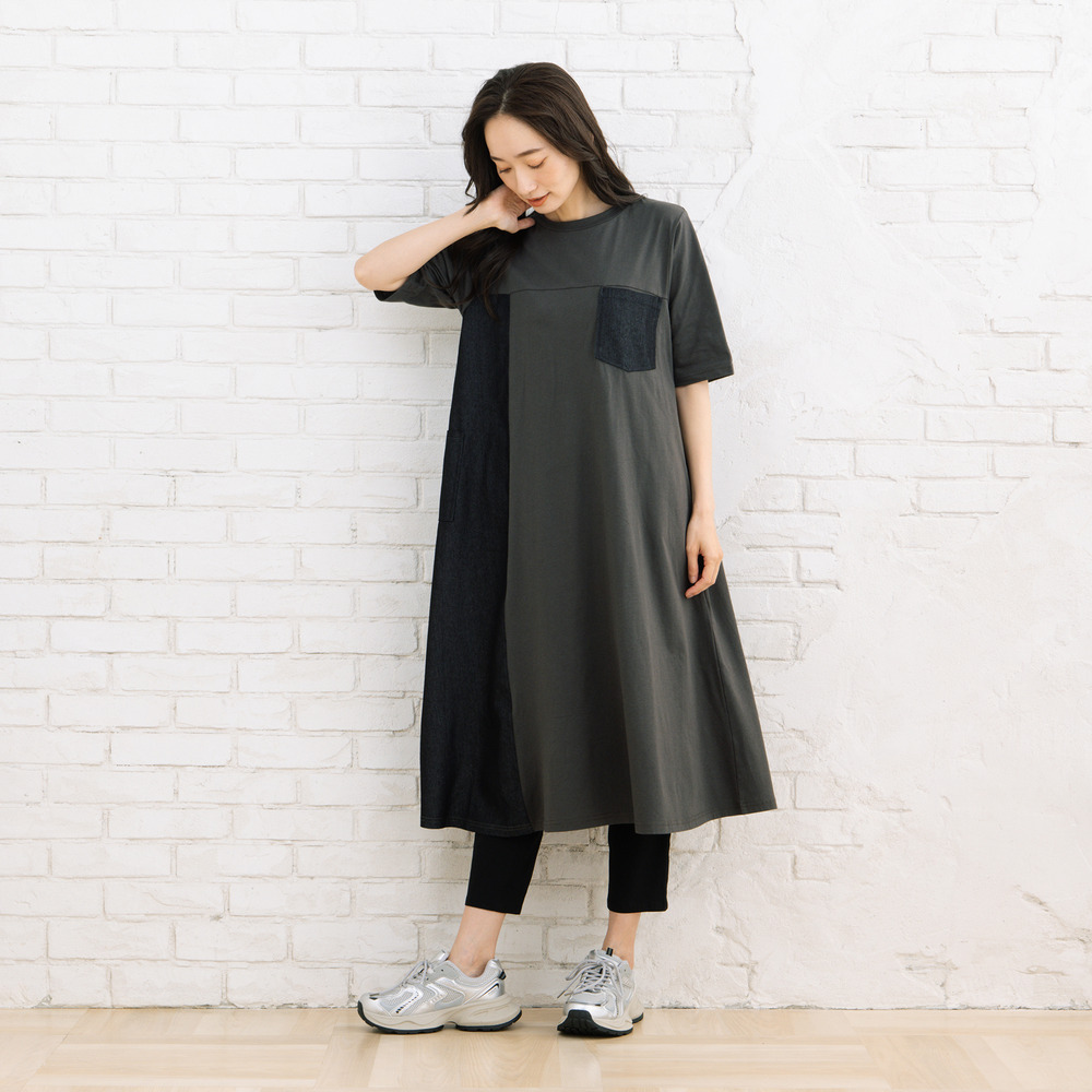 21号(6L~) FONTLAB ライトデニムドッキングワンピース7