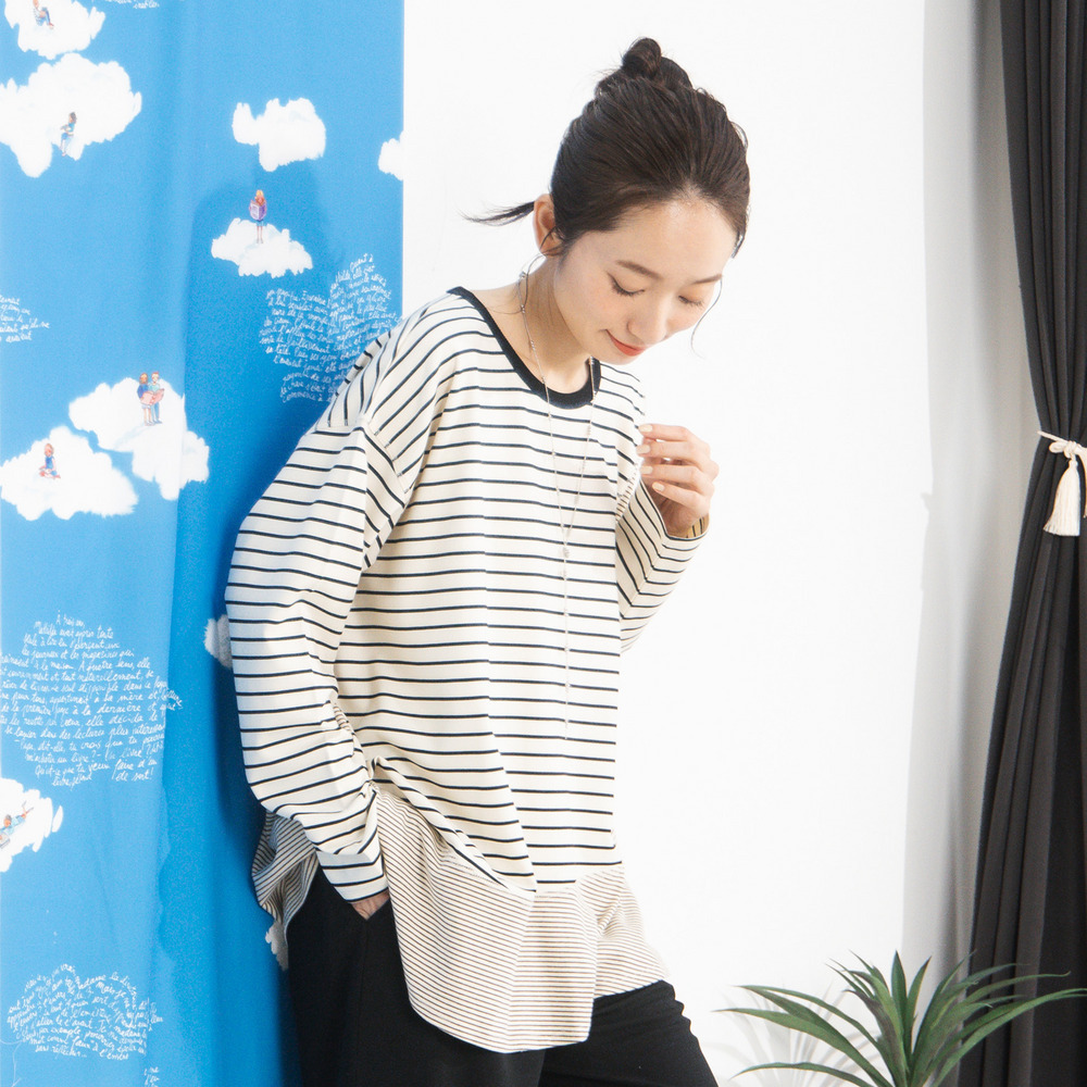 FONTLAB スイッチボーダーアシンメトリーカットソー