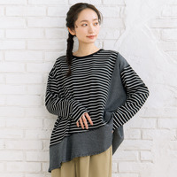 FONTLAB スイッチボーダーアシンメトリーカットソー