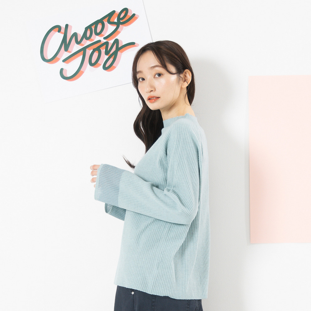 FONTLAB 袖シアー切り替えリブニット