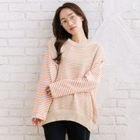 FONTLAB メッシュニットベスト×ボーダーカットソーアンサンブル