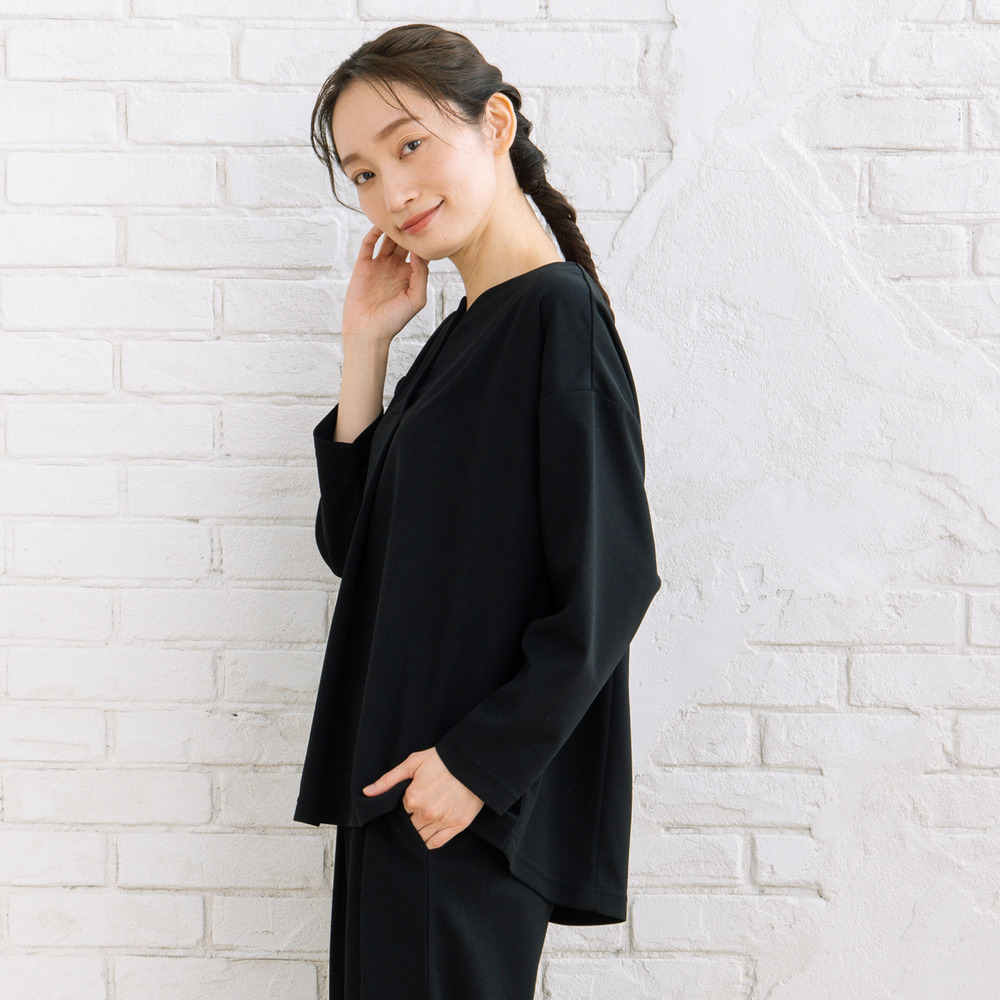 FONTLAB キーネックカットソー×ワイドタックパンツセットアップ12