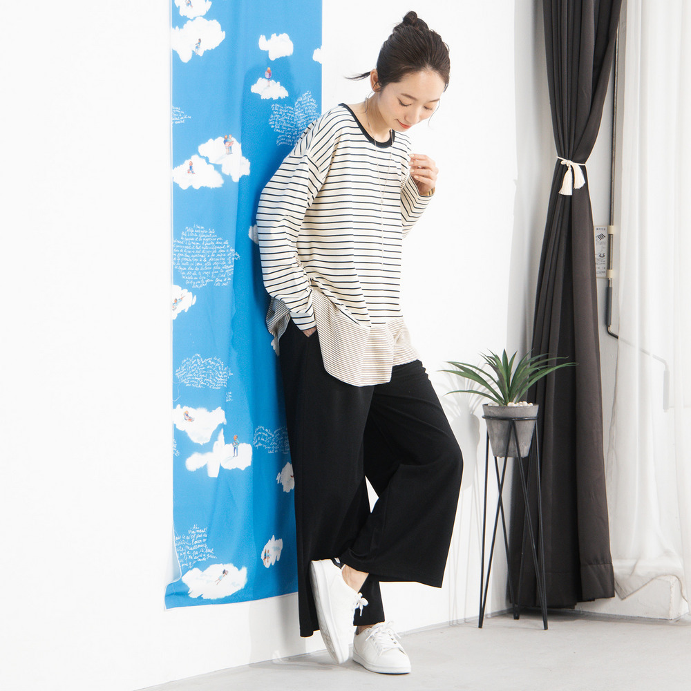 FONTLAB キーネックカットソー×ワイドタックパンツセットアップ7