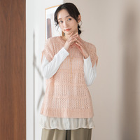 FONTLAB テープヤーンニットベスト×チェックフリルヘムインナーアンサンブル