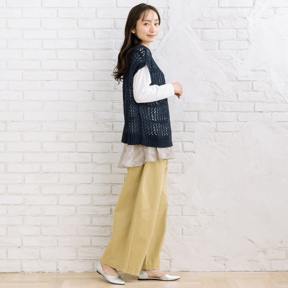 FONTLAB テープヤーンニットベスト×チェックフリルヘムインナーアンサンブル13