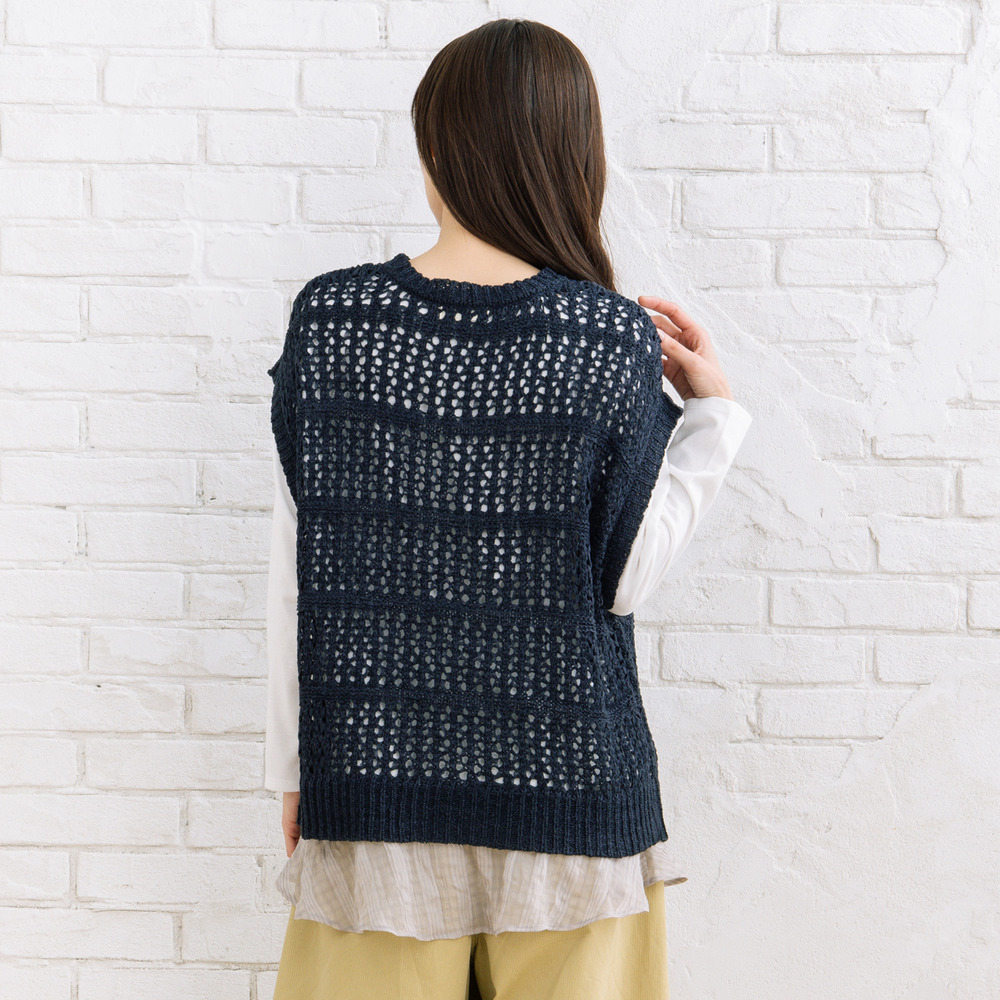 FONTLAB テープヤーンニットベスト×チェックフリルヘムインナーアンサンブル17