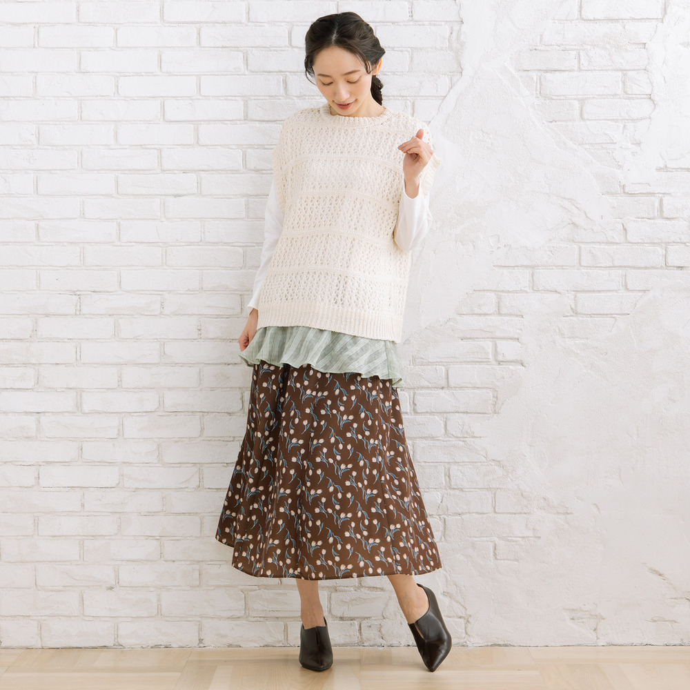 FONTLAB テープヤーンニットベスト×チェックフリルヘムインナーアンサンブル9