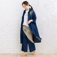 INDESIGN ワンポイントフラワーエンブロイダリーデニムワンピース