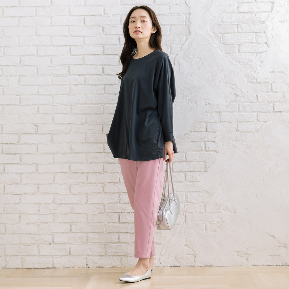 FONTLAB シルケットポンチ×布帛ギャザーコンビプルオーバー1