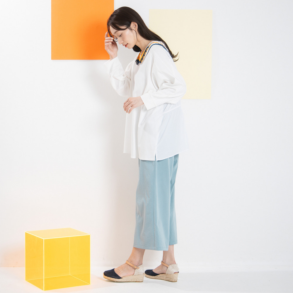 FONTLAB シルケットポンチ×布帛ギャザーコンビプルオーバー18