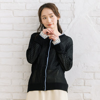 FONTLAB 配色シアークルーネックカーディガン