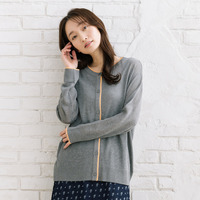 FONTLAB 配色シアークルーネックカーディガン