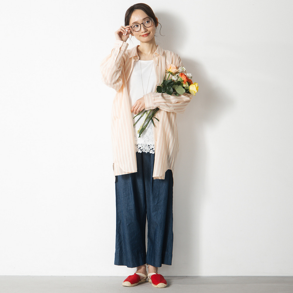 21号(6L~) INDESIGN ピンタックラインデニムパンツ1