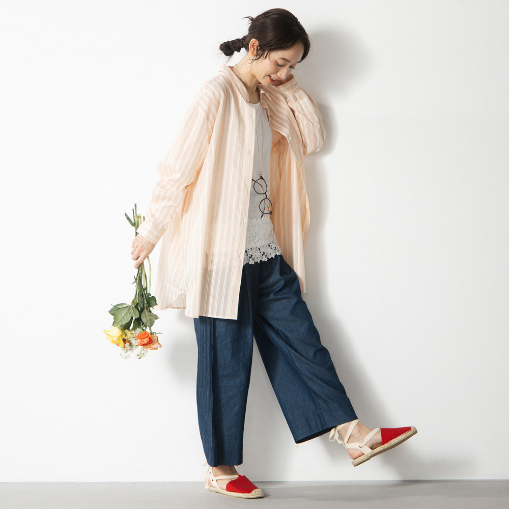 21号(6L~) INDESIGN ピンタックラインデニムパンツ3