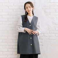 FONTLAB ナチュラルストレッチノーカラーロングジレ