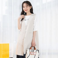 FONTLAB ナチュラルストレッチノーカラーロングジレ