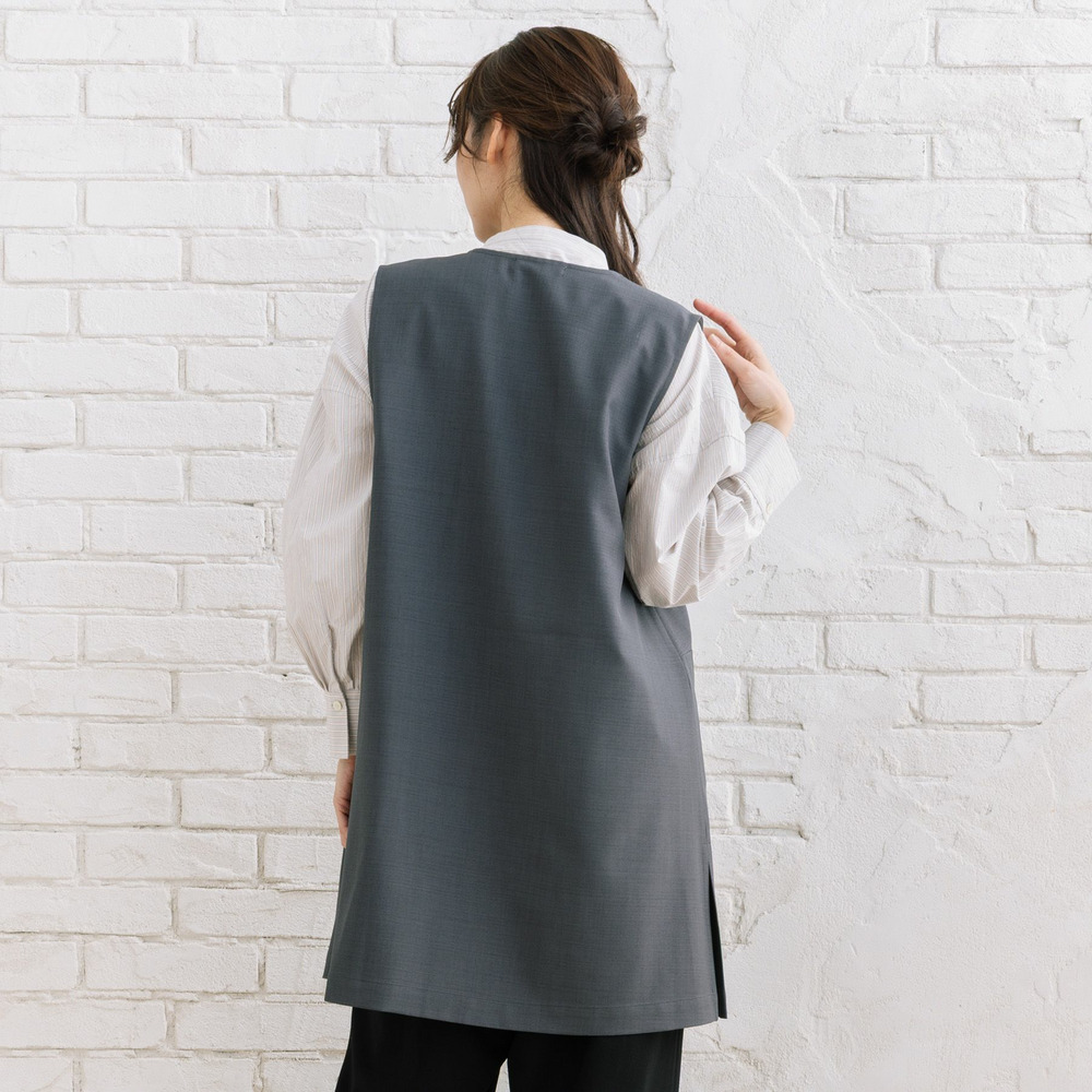 FONTLAB ナチュラルストレッチノーカラーロングジレ13