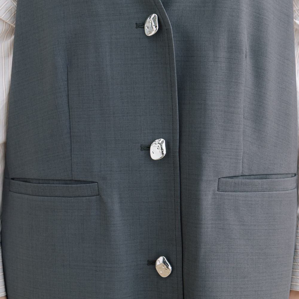 FONTLAB ナチュラルストレッチノーカラーロングジレ16