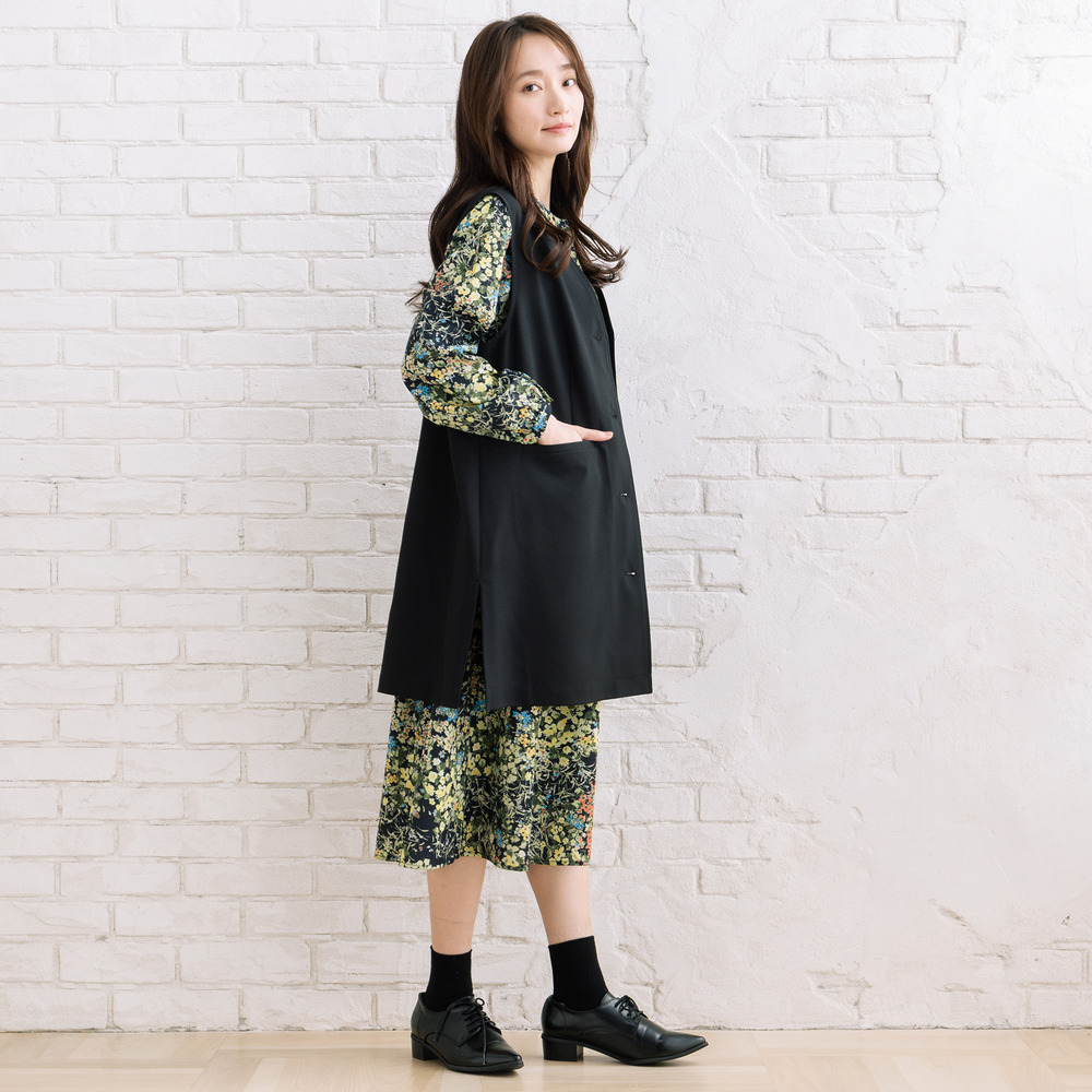 FONTLAB ナチュラルストレッチノーカラーロングジレ6