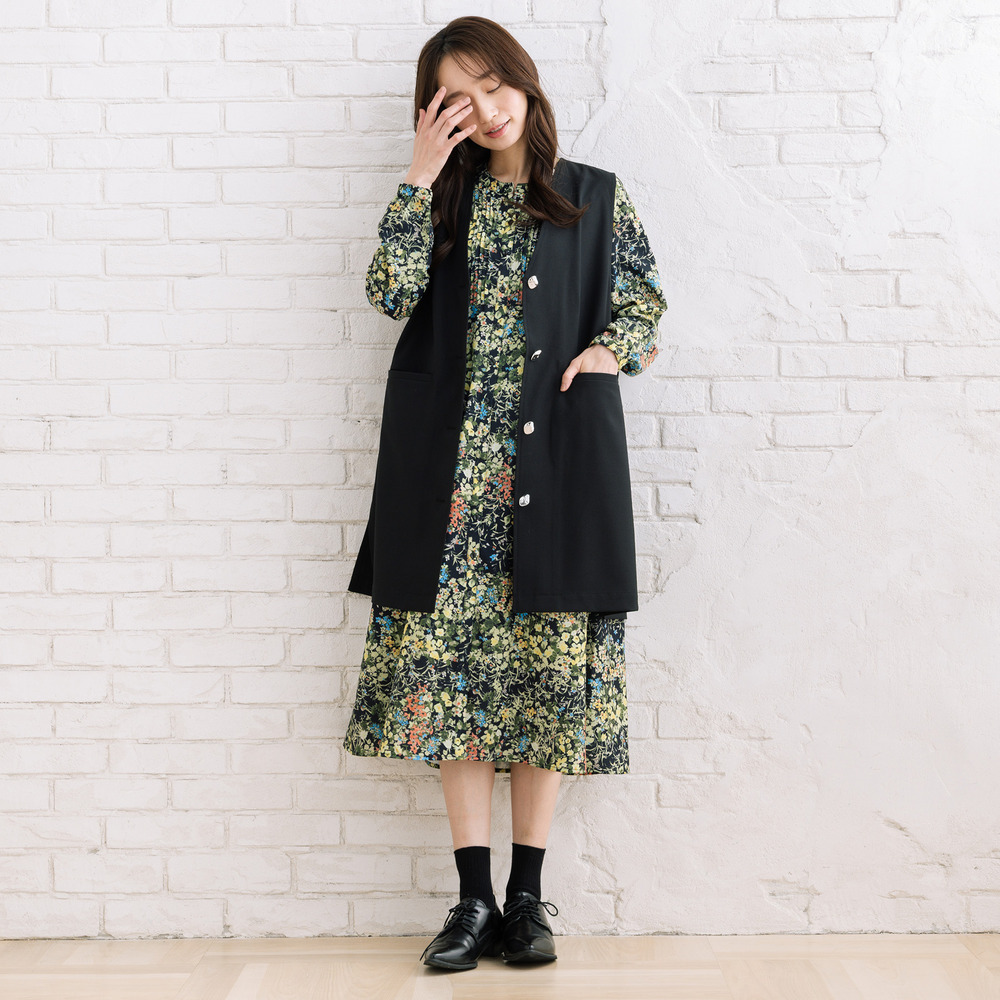 FONTLAB ナチュラルストレッチノーカラーロングジレ7