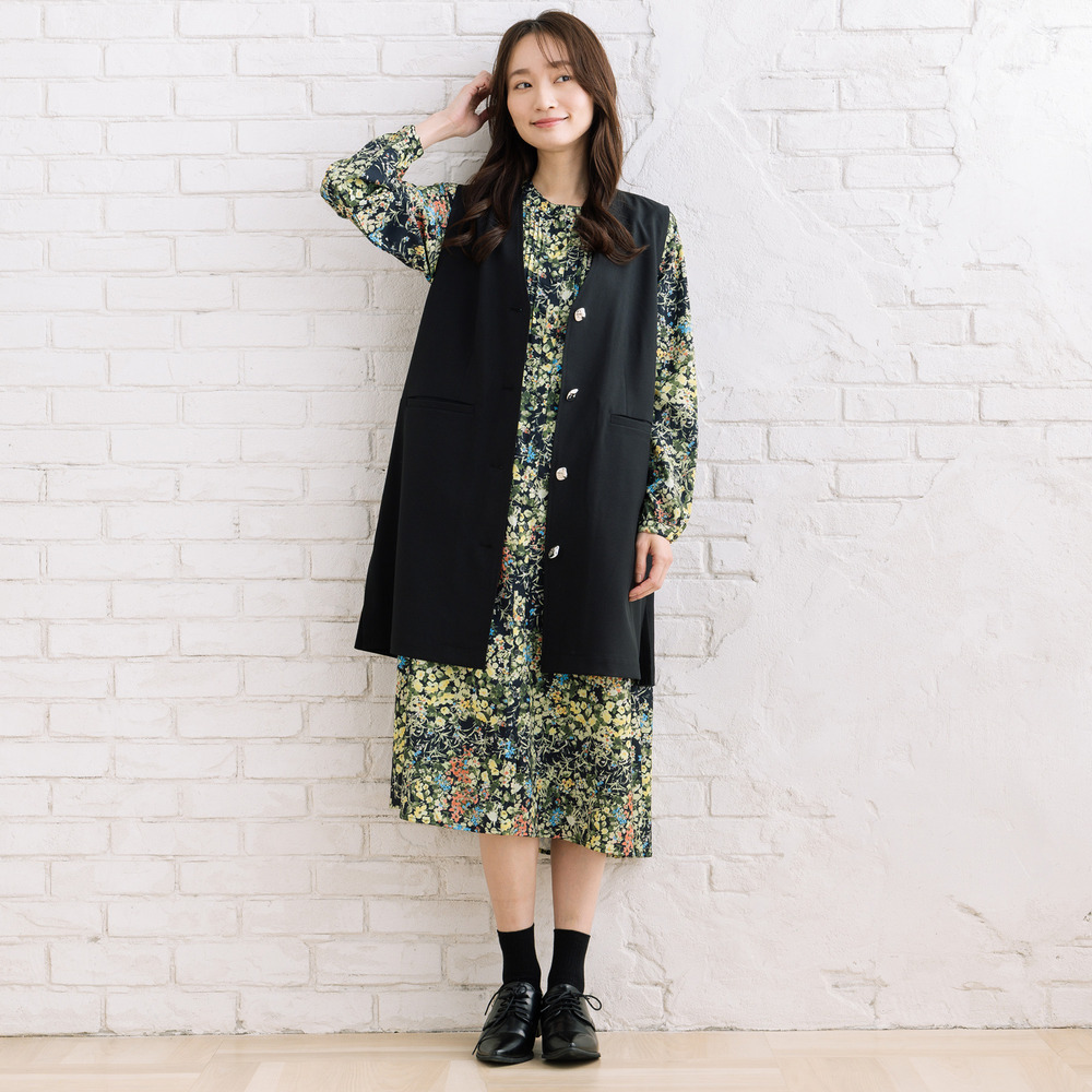 FONTLAB ナチュラルストレッチノーカラーロングジレ8